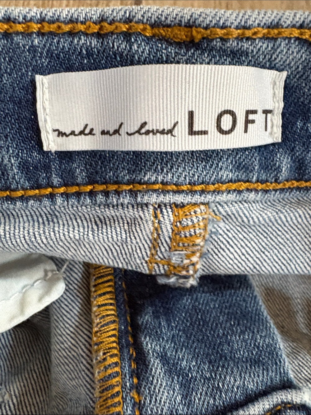 LOFT Medium Blue High-Rise Flare Jeans with Center Front Seams - Picture 2 of 7